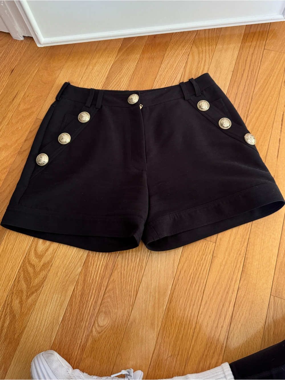 Balmain Black High-Waist Button Accent Skort